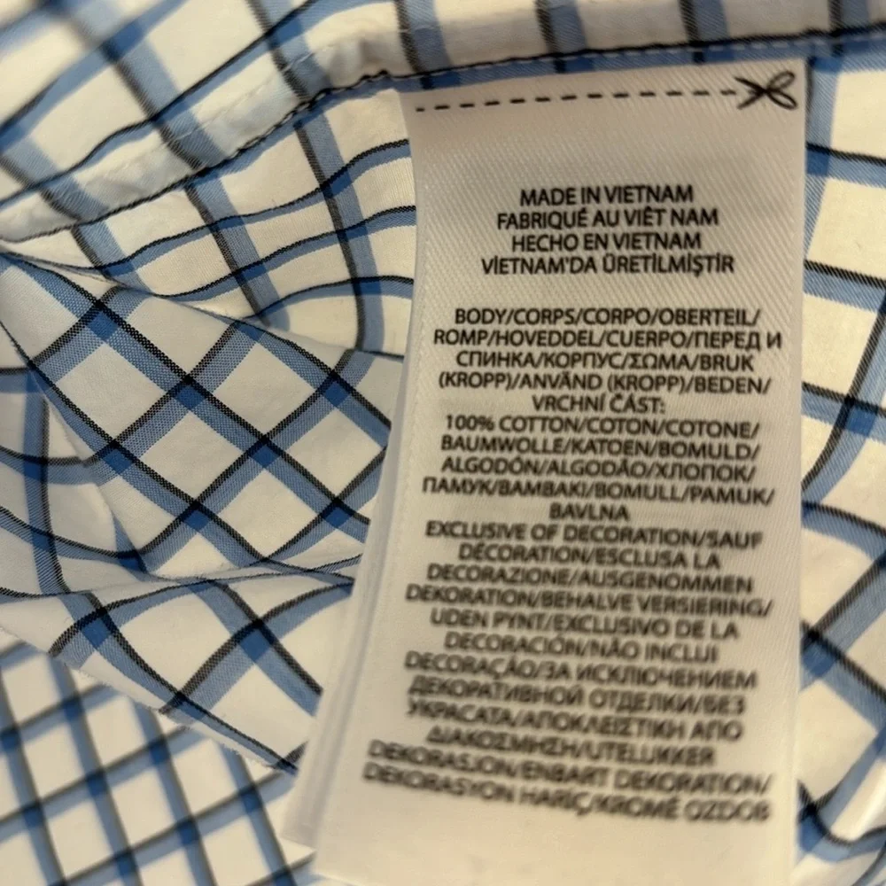 POLO RALPH LAUREN Mens Blue White Black Plaid Button Down Shirt Size Large Twill